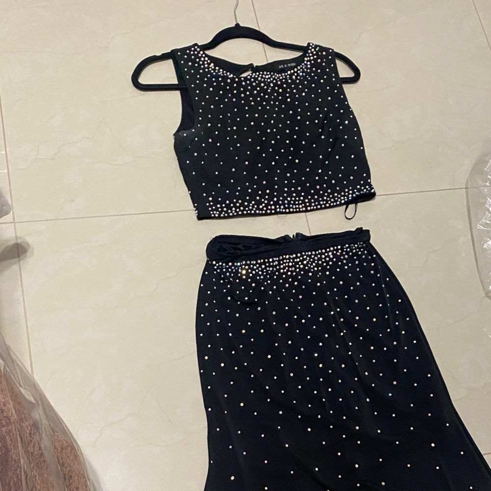 Black Two-Piece Set with White Studs